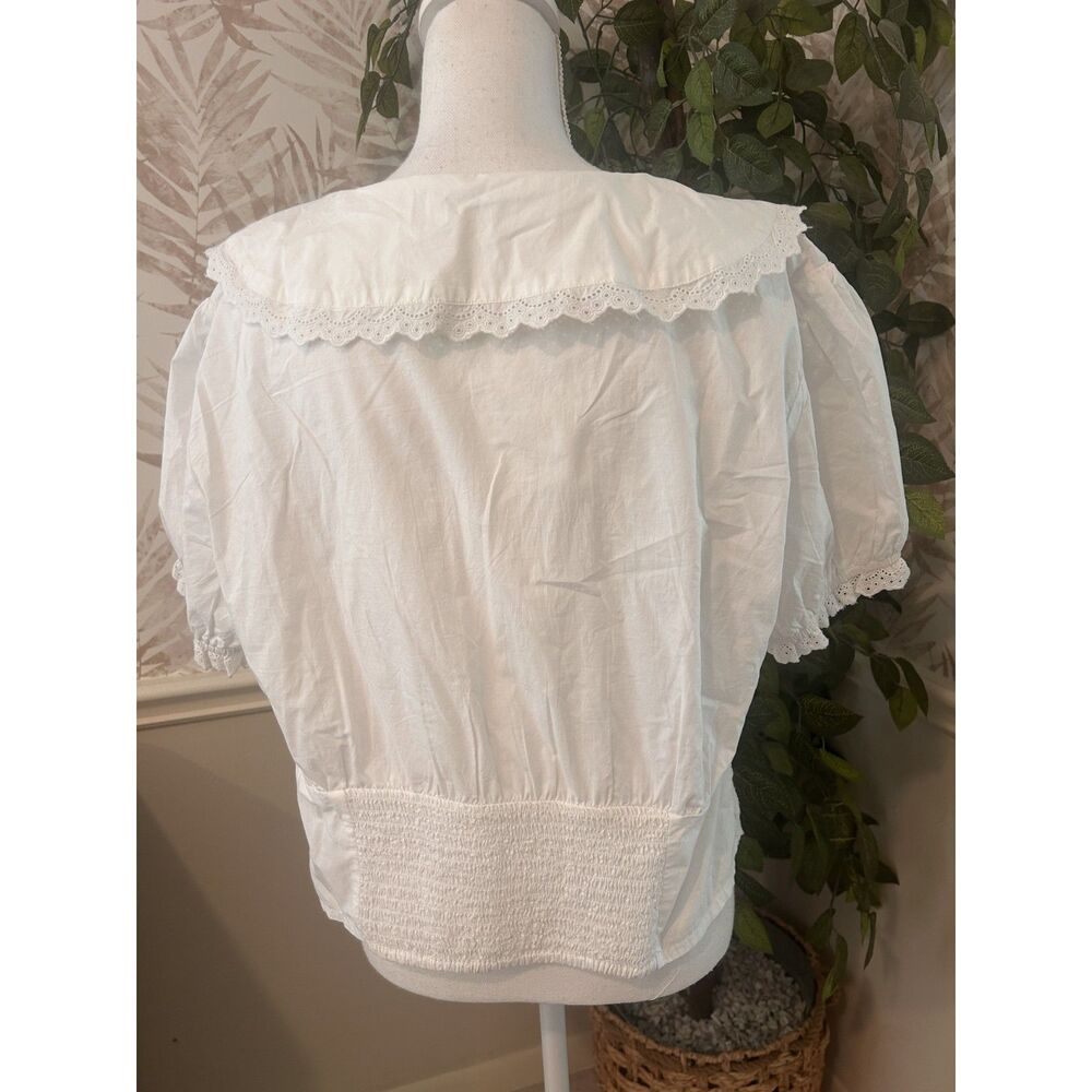 NWOT American Eagle Ruffle Collar Eyelet Crop Top Size XL Boho - Picture 6 of 8